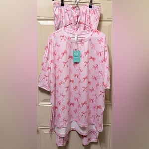 Mintreus Pajamas or Lounge Set Light Pink with Pink Bow Design Size XL